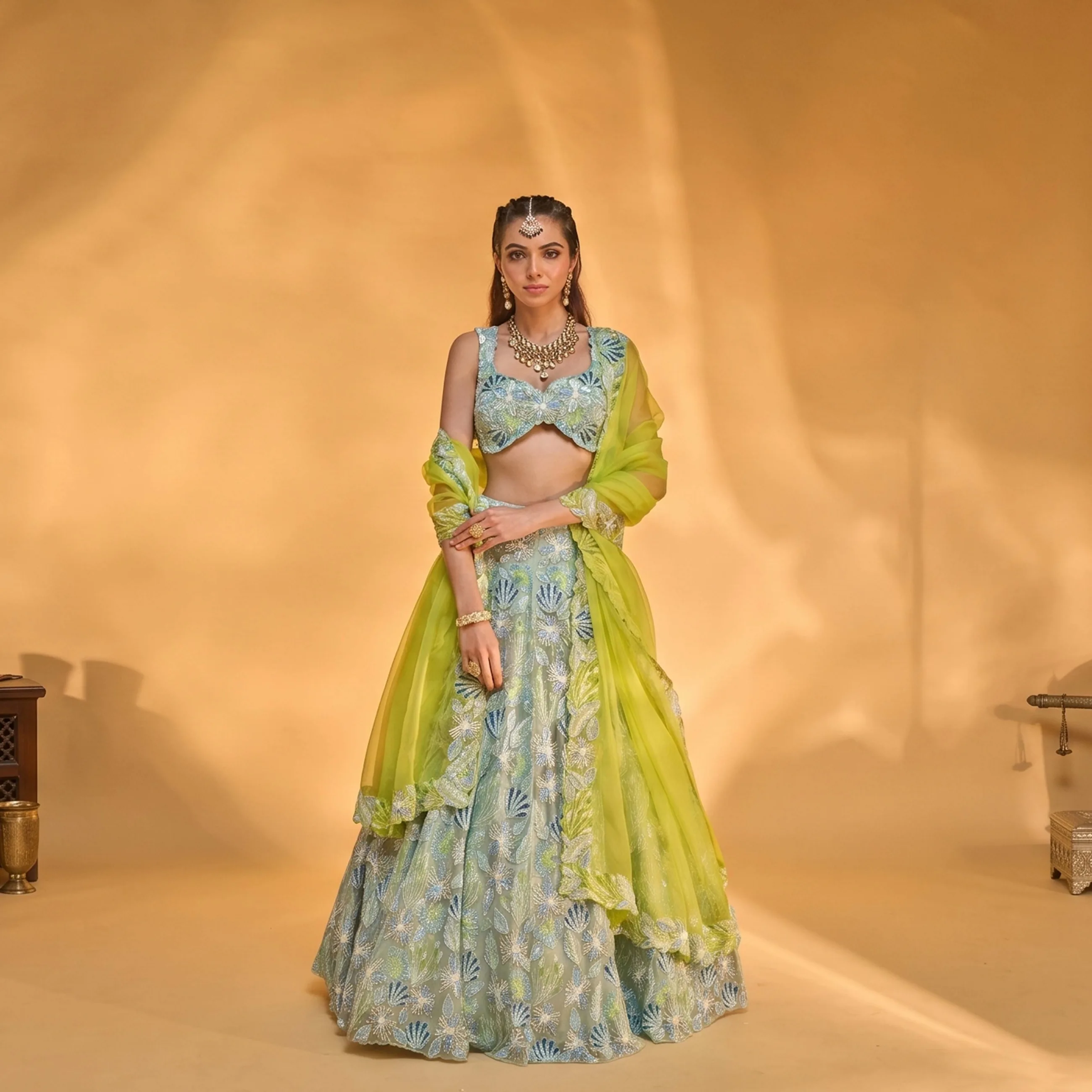 Sea Side Whispers lookbook era — Fluid, breezy, sea-toned bridal wear.
