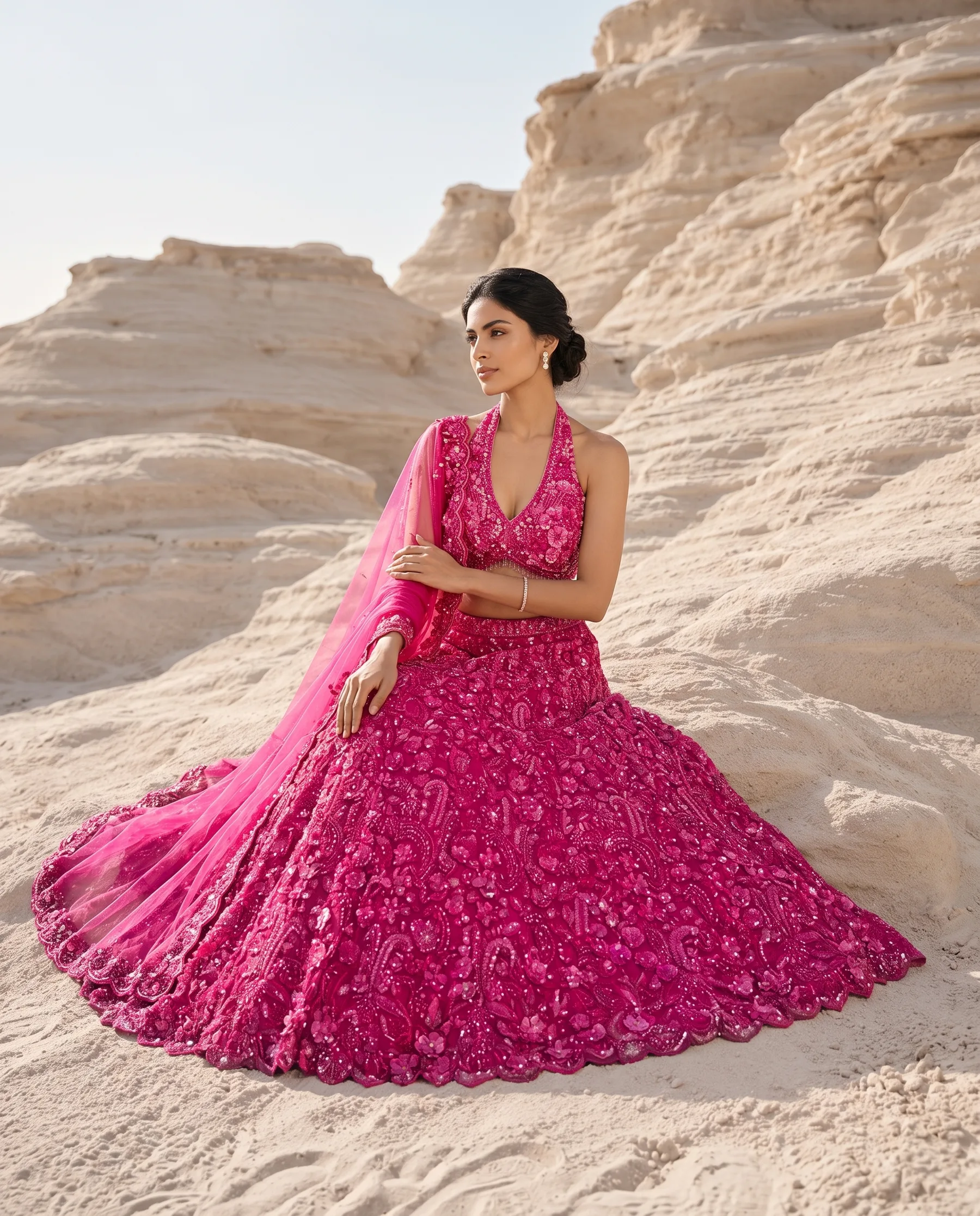 Hot Pink Lehenga Set — Hot Pink Bridal Lehenga by Charmie Galaiya