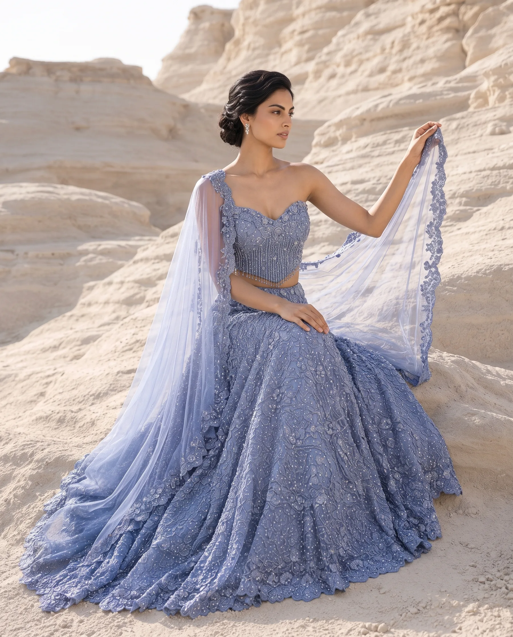 Periwinkle Blue Lehenga Set — Periwinkle Blue Bridal Lehenga by Charmie Galaiya